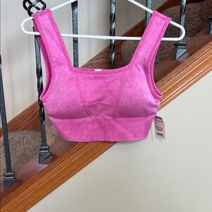 Pink Ribbed sports bra new with tags
